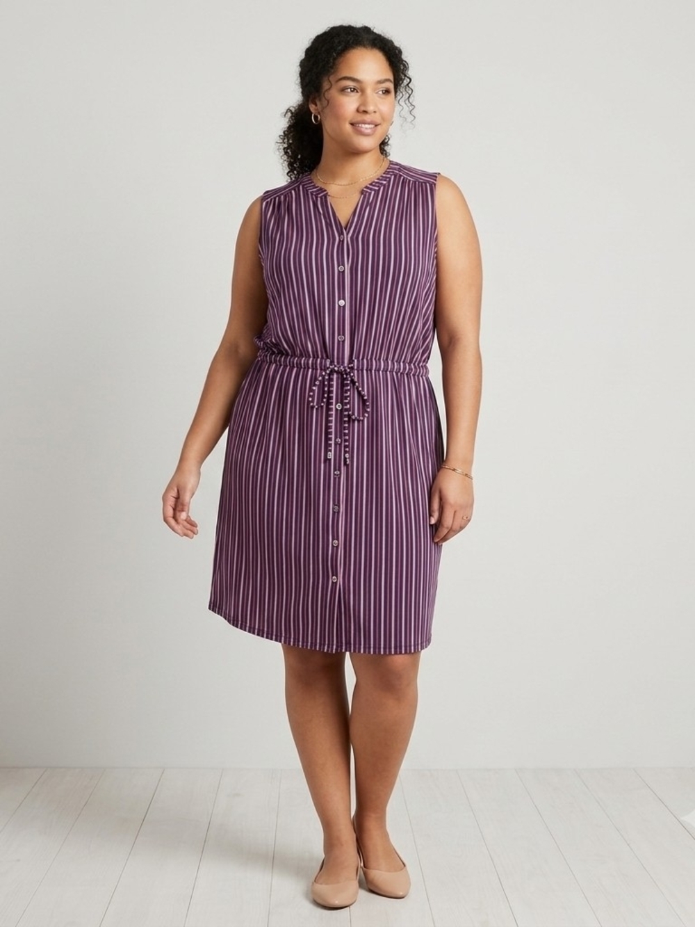 Love & Legend Purple Striped Sleeveless Midi Dress Size 2X